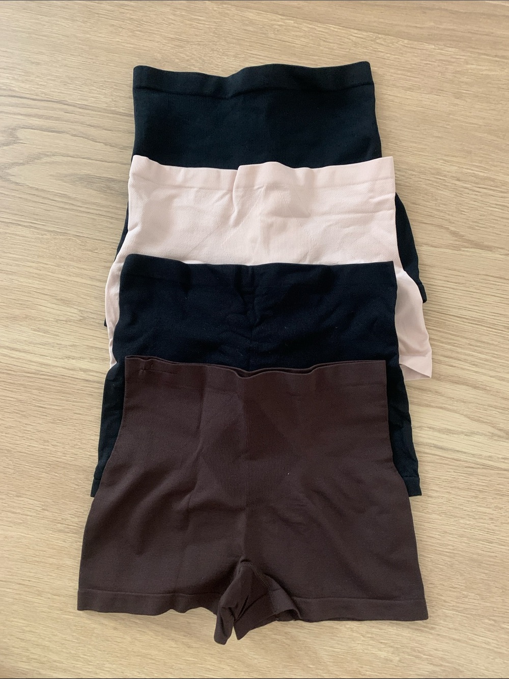 Skinnygirl 4 Seamless High-Waist Shapewear Shorts - Black, Light Pink, Brown